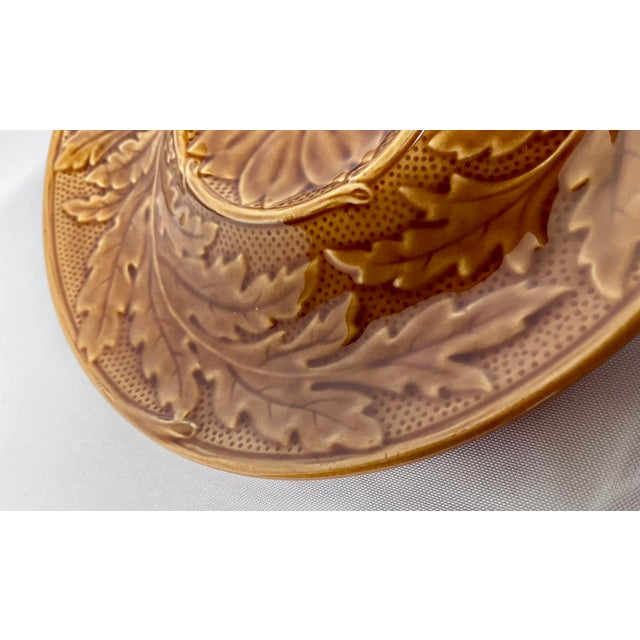 1970s Gien Gold Glaze Majolica Artichoke Plate For Sale - Image 11 of 13