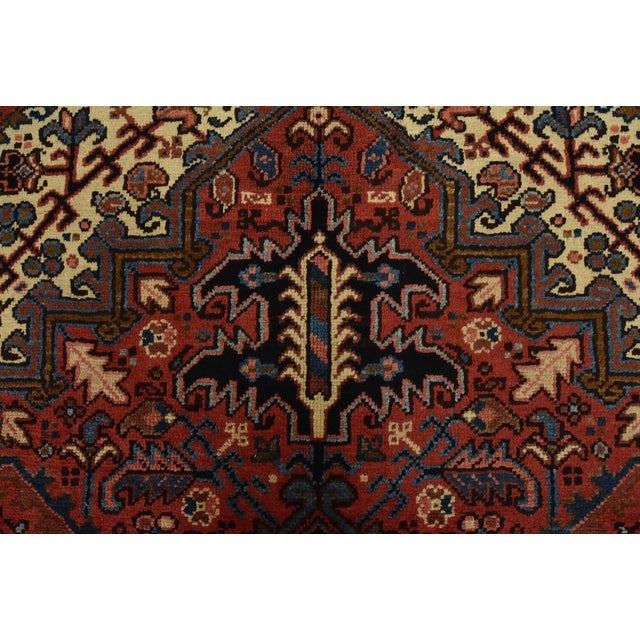 Heriz Rug 8’1” X 10’10” Red Wool Vintage Tribal Hand-Knotted Oriental Carpet For Sale - Image 9 of 15