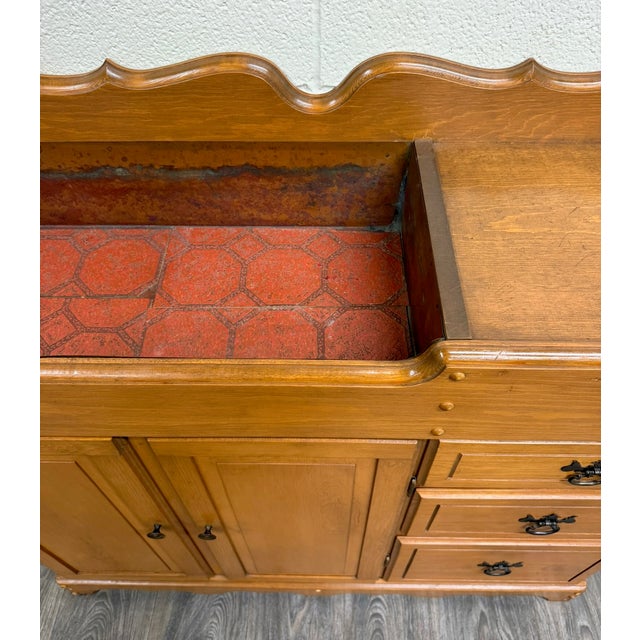 Vintage Colonial Revival Oak Dry Sink Washstand Cabinet For Sale - Image 10 of 13