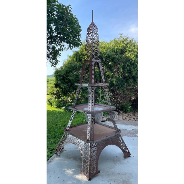French 1980s Garden Eiffel Tower 3 Platform Plant Stand For Sale - Image 3 of 9