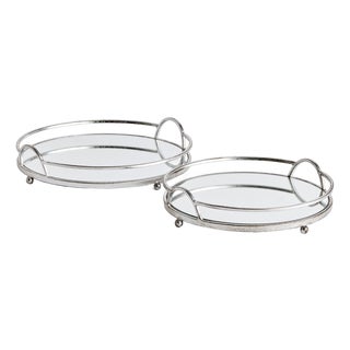 Hudson Mirrored Trays, Set Of 2 For Sale