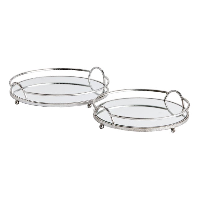 Hudson Mirrored Trays, Set Of 2 For Sale