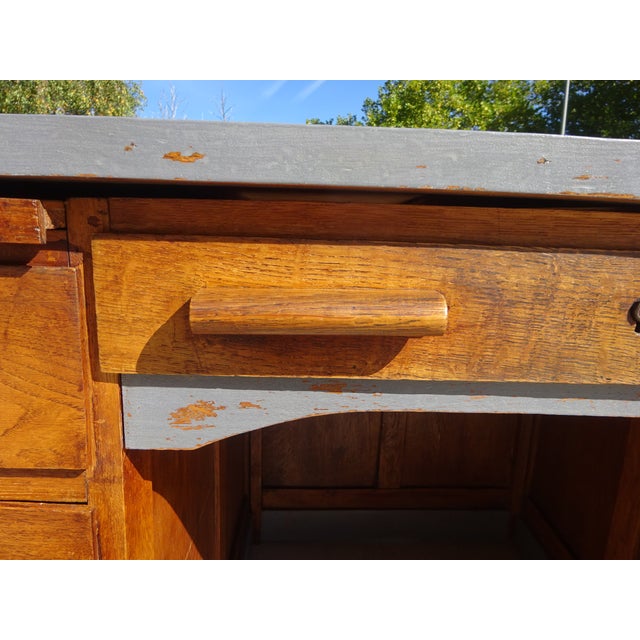 Vintage American Oak Desk, 1950s For Sale - Image 4 of 18
