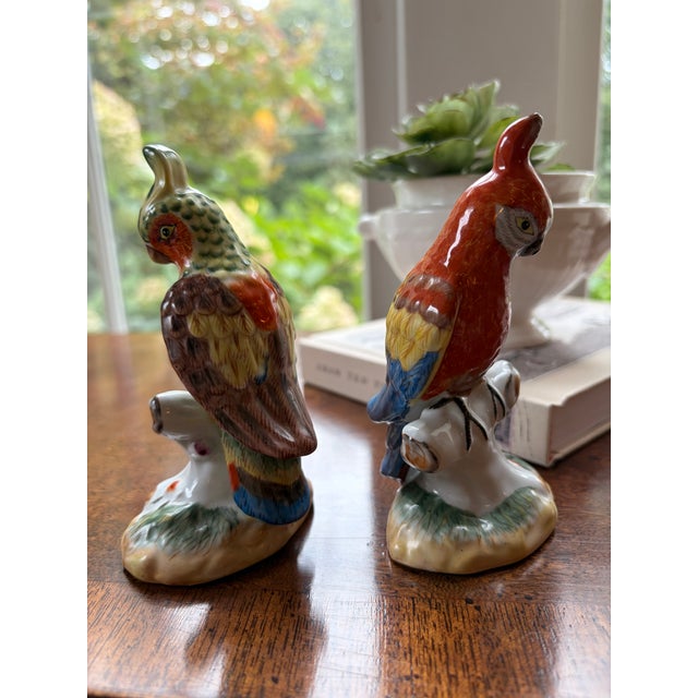 Pair of Porcelain Parrots For Sale - Image 4 of 6