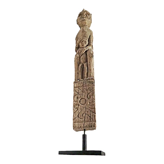 Dayak "Man and Child" Ironwood Sculpture, Indonesia, Early 20th Century For Sale