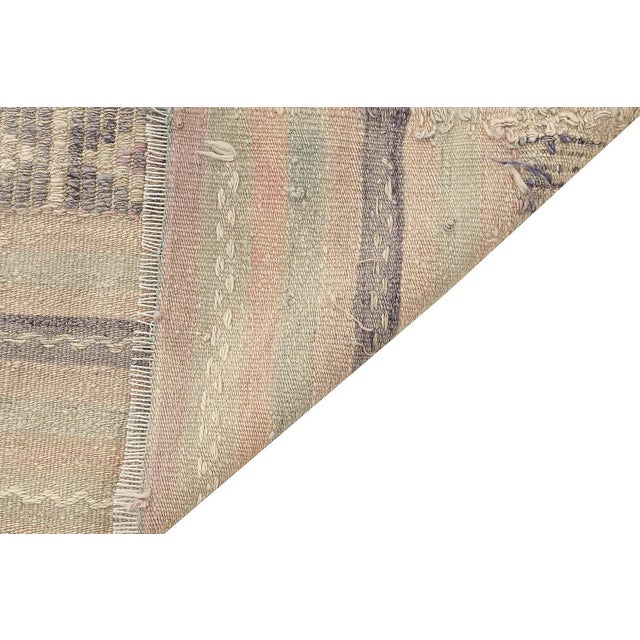 Mid 20th Century Mid 20th Century Faded Vintage Embroidered Kilim Rug For Sale - Image 5 of 7