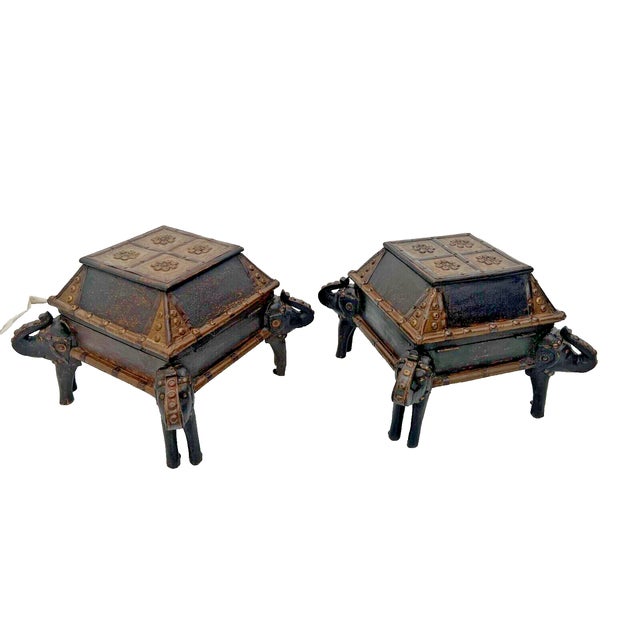 Mid Century Low Tables Elephant Legs Trunk Style Storage Hand Crafted Set of 2 For Sale - Image 4 of 11