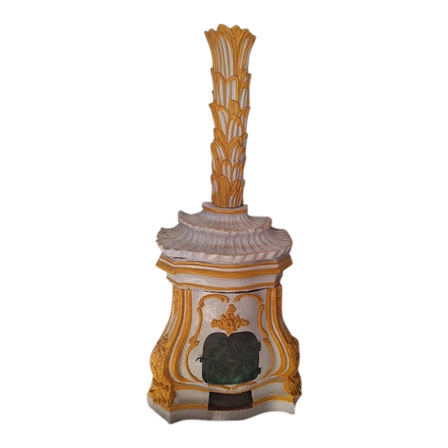 19th Century Italian Rococo Style Majolica Glazed Terracotta Palace Stove For Sale