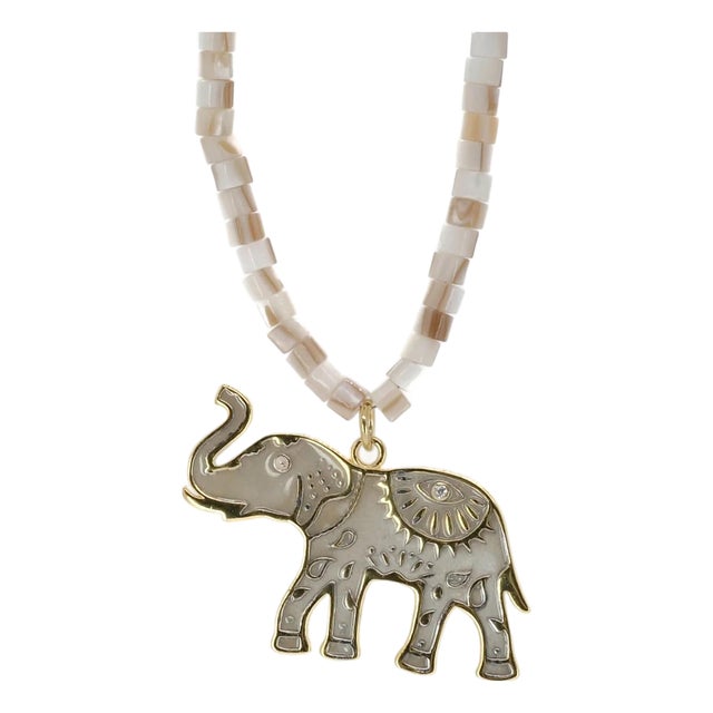 Luck & Prosperity Elephant White Pearl Choker Necklace For Sale