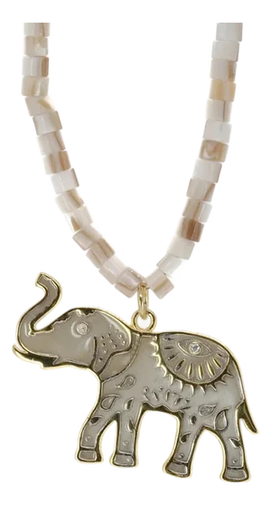Luck & Prosperity Elephant White Pearl Choker Necklace