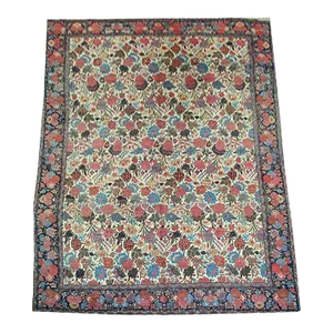 Antique Persian Mashad Rug Golfarang or Victorian Roses Pattern