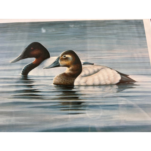 Late 20th Century Ducks on Lake, Print Artist Proof. Fully Framed & Tripple Matted With Glass. Marked: 14/50 Ap For Sale - Image 4 of 7