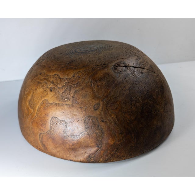 19th Century Primitive Rustic Hand Carved Elm Bowl, New England For Sale - Image 18 of 18