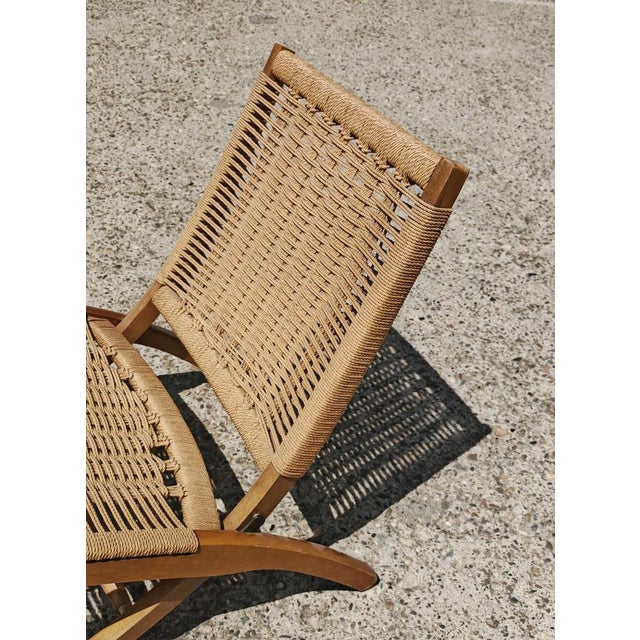 Mid-Century Modern Folding Chairs in Beech and Paper Cord attributed to Ebert Wels, 1960s, Set of 2 For Sale - Image 10 of 12