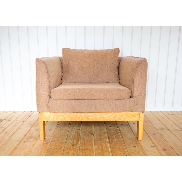 Mid-Century Modern Mid-Century Modernist Sofa and Armchair in Blonde Maple and Upholstery attributed to Terence Conran, 1970s, Set of 2 For Sale - Image 3 of 18