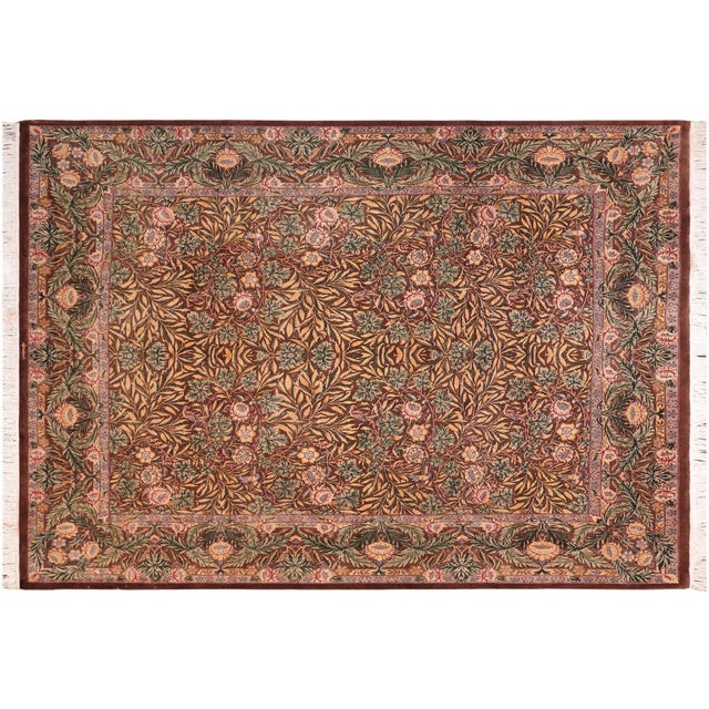 Brown Shabby Chic 1990's Pak-Persian Brown/Gold Wool Rug - 8'3'' X 9'5'' For Sale - Image 8 of 9