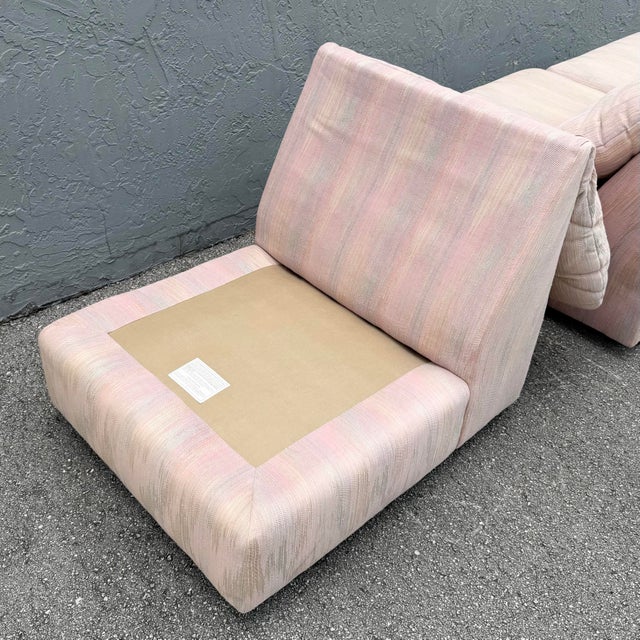 Pink Postmodern Pink and Blue and Green Fabric Modular Sofa - 3 Pieces For Sale - Image 8 of 8