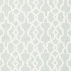 Schumacher Summer Palace Fret Fabric in Mineral