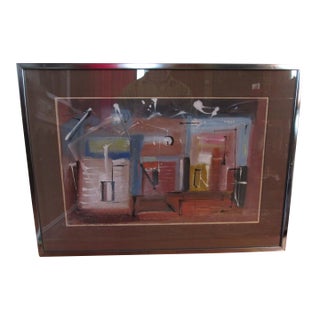 Vintage Framed Abstract Watercolor by Hugh Mesibov, 1953 For Sale