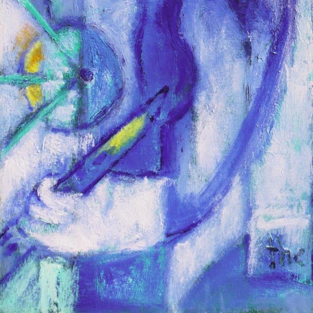 2000 - 2009 'The Soul Is Music' by Jose Da Silveira, France, Provence, California, Post Impressionist Figural Oil Circa 2002 For Sale - Image 5 of 7