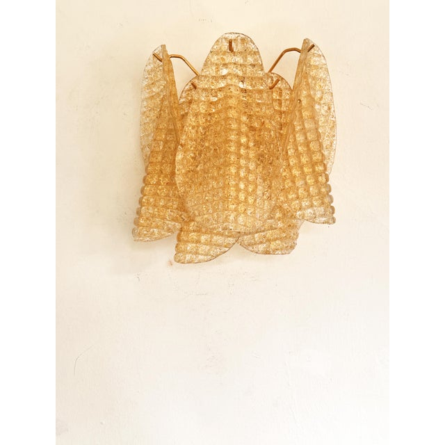 Contemporary Modern Gold "Granigli" "Rondini" Murano Glass Wall sconces.Set of Two. For Sale - Image 9 of 10