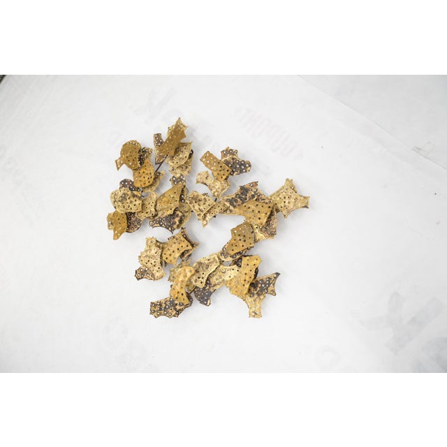 Mid-Century Modern Curtis Jere Molten Brass Flakes Wall Sculpture For Sale - Image 3 of 10