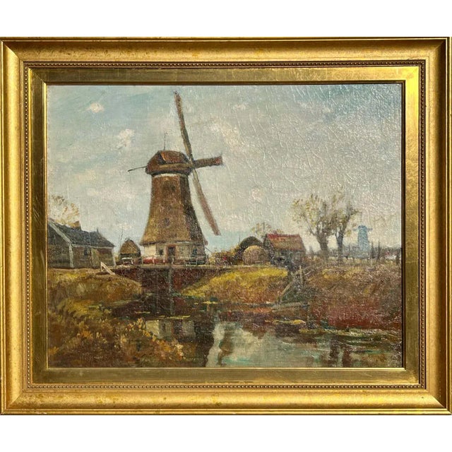 Anthony Thieme Windmill Landscape Oil Painting For Sale - Image 9 of 9