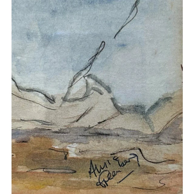 1980s Vintage Spanish Style Architectural Watercolor in Gold Frame For Sale - Image 5 of 7