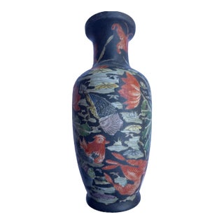 Large Early 20th Century Chinese Famille Noir Porcelain Urn For Sale