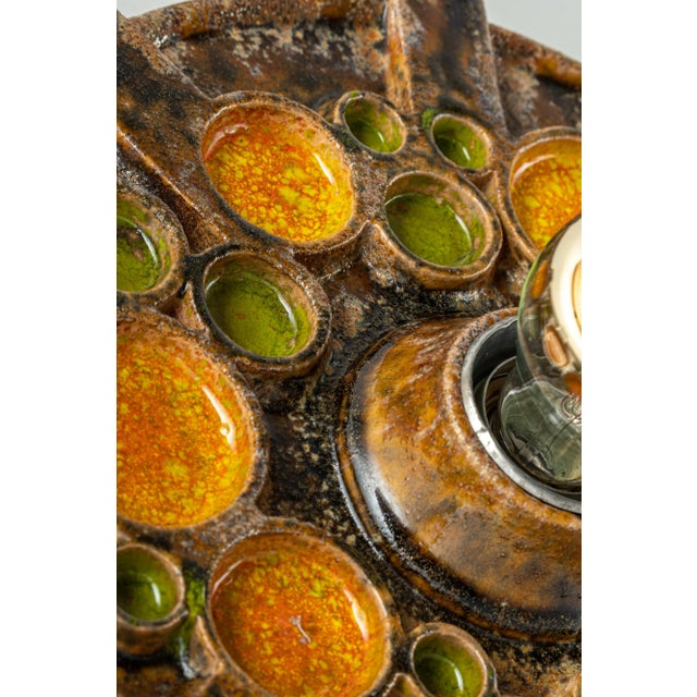 1970s Brown & Orange Ceramic Sputnik Wall Light, Germany, 1970s For Sale - Image 5 of 13