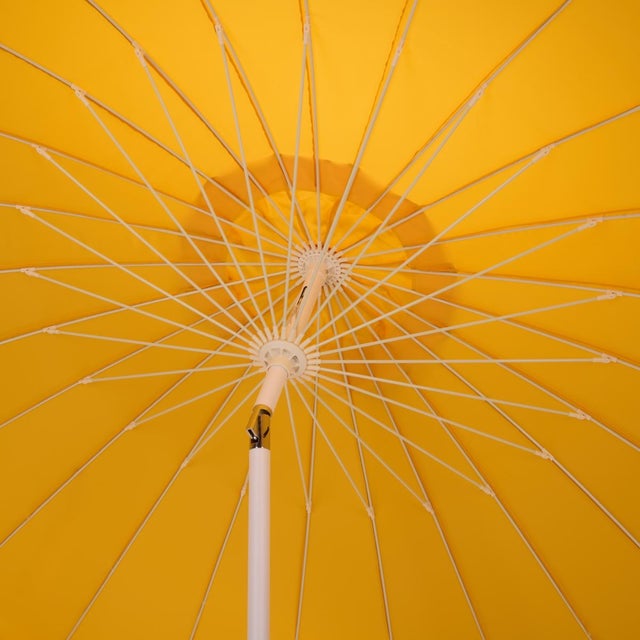 2020s Panza 9 Ft Crank Umbrella, Yellow/White Pole For Sale - Image 5 of 9