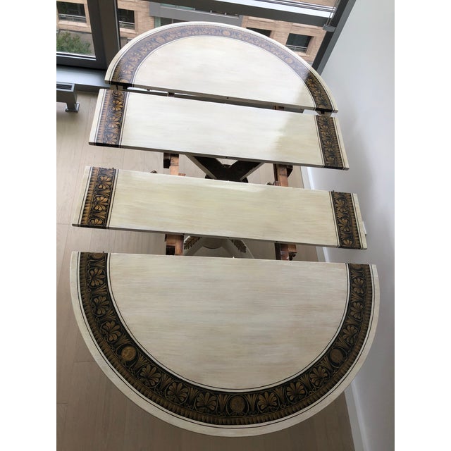 Greco-Roman Hand-Painted Whitewashed Oak Extendable Round ...