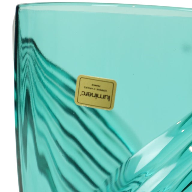 Glass Vintage Turquoise Blue Glass Vase from Luminarc France, 1980s For Sale - Image 7 of 12