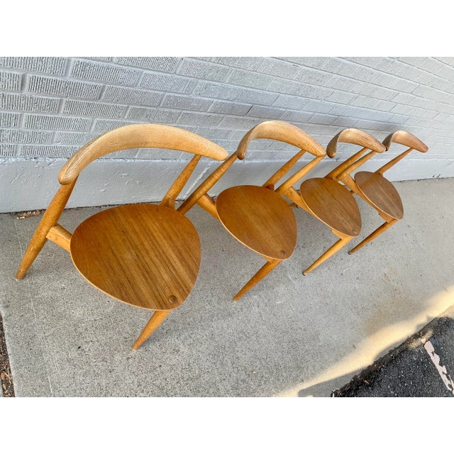 Mid 20th Century Mid 20th Century Heart Chairs, Attributed to Hans Wegner, Set of 4 For Sale - Image 5 of 13
