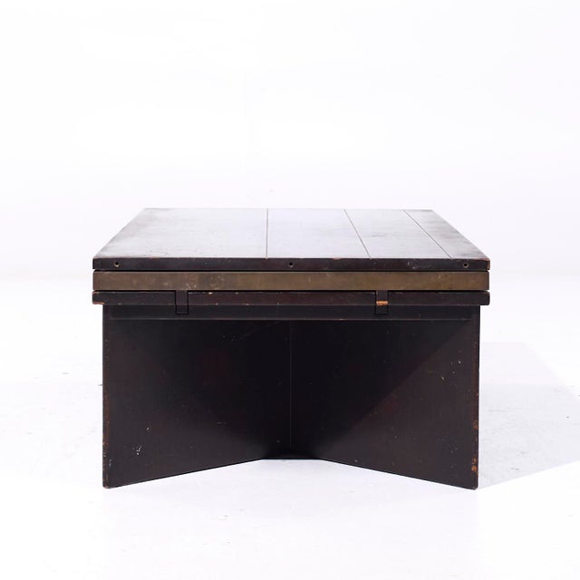 Dunbar Furniture Edward Wormley for Dunbar Model 5427 Mahogany Brass and Murano Glass Tile Coffee Table For Sale - Image 4 of 10