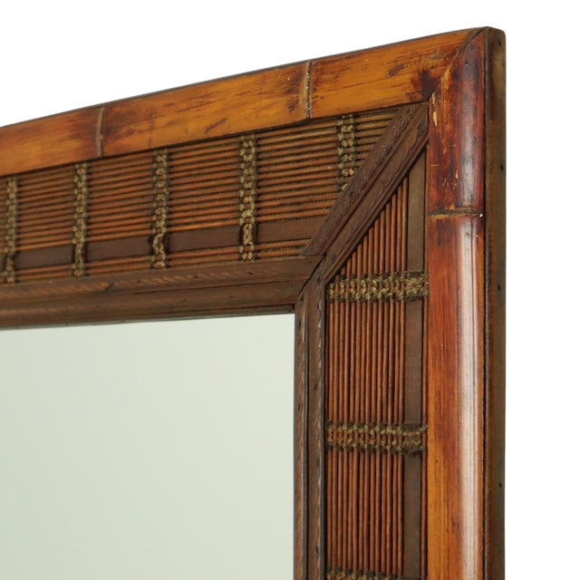 Vintage Square Bamboo and Rattan Mirror, 1960s For Sale - Image 4 of 16