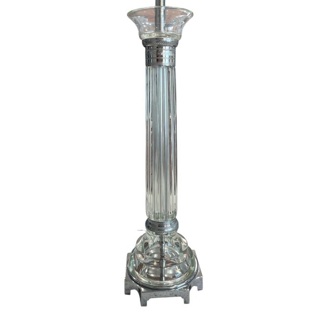 The Marbro Lamp Company Marbro Crystal Column Table Lamp, 1950s For Sale - Image 4 of 15