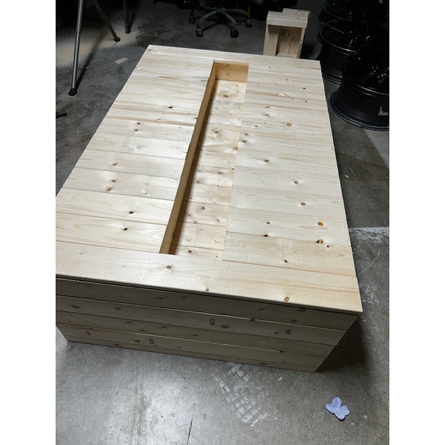 Rustic Handcrafted Rustic Wood Outdoor Coffee Table With Built-in Planter For Sale - Image 3 of 9
