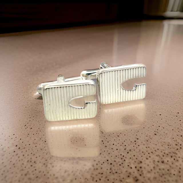 Metal 1990s Pair of Gucci Estate Mens Cufflinks Sterling Silver For Sale - Image 7 of 9