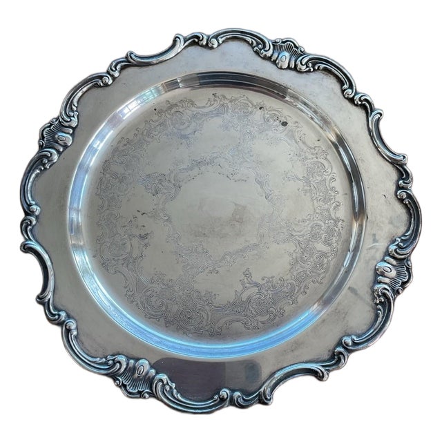 Vintage Gorham Strasbourg Silverplate Serving Tray YC3136 Ornate 15.5” For Sale