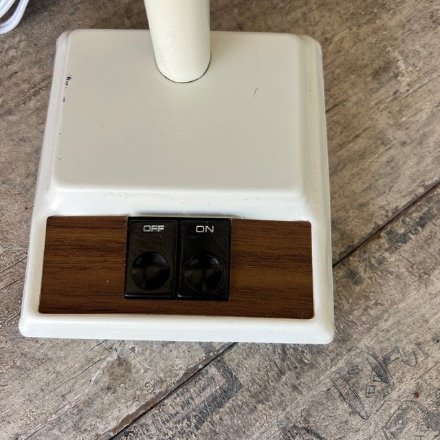 1960s Vintage Adjustable Desk Lamp With Fluorescent Light & Wood Accent For Sale - Image 5 of 9