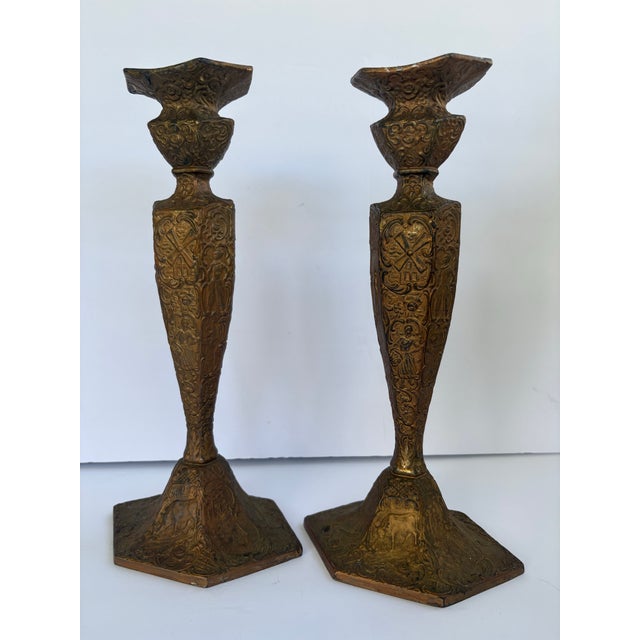 American Antique E. & J. Bass Dutch Windmill & Figural Candlesticks, Pair For Sale - Image 3 of 12