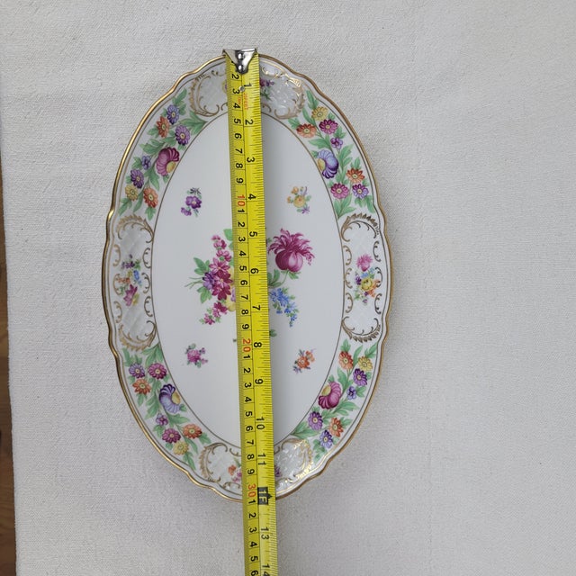 Early 20th Century Early 20th Century Schumann Germany Empress Dresden Flowers Oval Serving Platter Porcelain For Sale - Image 5 of 6