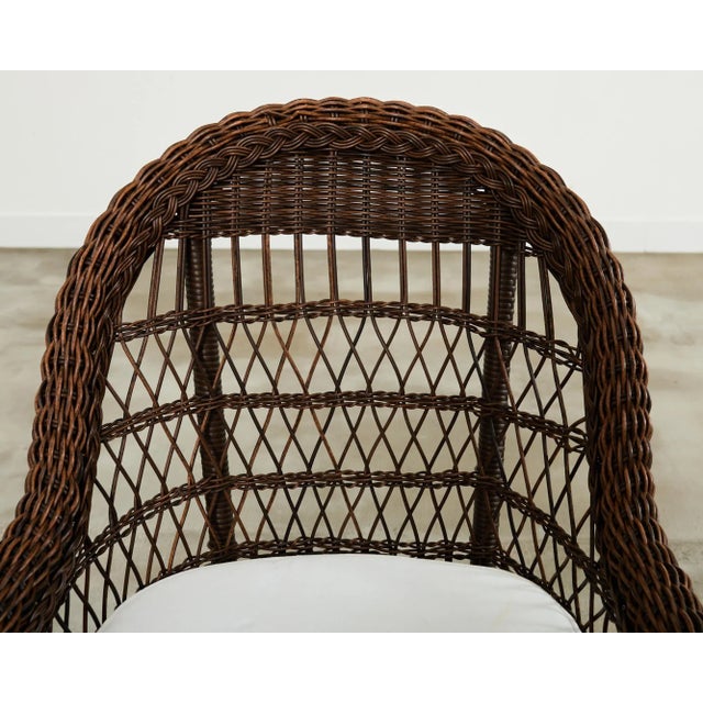 Set of Six Harbor Style Woven Resin Wicker Garden Chairs For Sale In Sacramento - Image 6 of 12