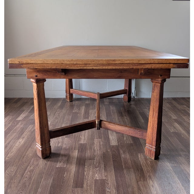 A. Brandt Ranch Oak Furniture A. Brandt Ranch Oak Trestle Extendable Dining Table For Sale - Image 4 of 17
