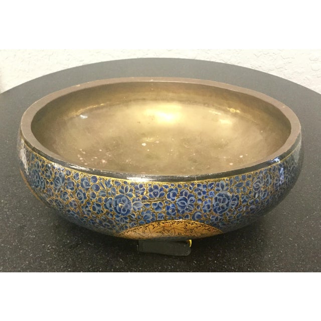 Antique Indian Kashmir Lacquer Paper Mache Bowl Chairish