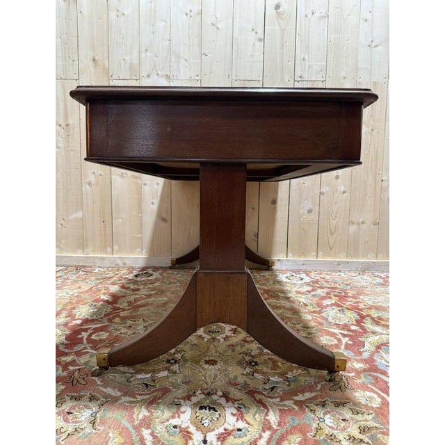 English Style Mahogany Flat Desk For Sale - Image 5 of 9