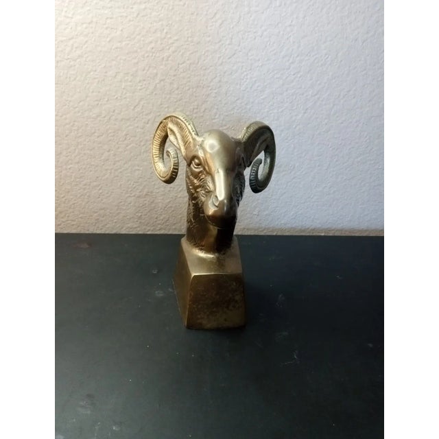 GORGEOUS Solid Brass 7" Ram Head Single Bookend Add a touch of elegance to your bookshelf with this stunning solid brass...