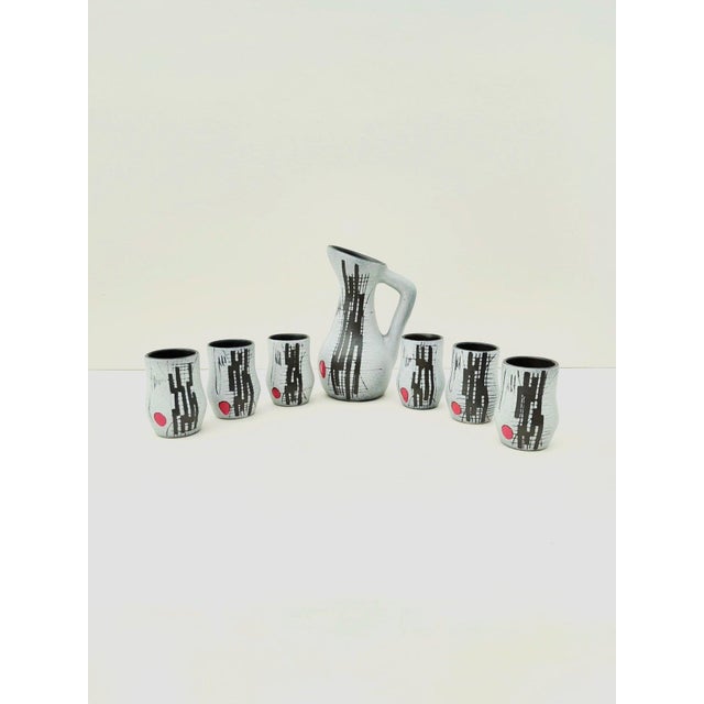 Ceramic Orangeade Service by François Caleca for Vallauris, France, 1960s, Set of 7 For Sale - Image 6 of 7
