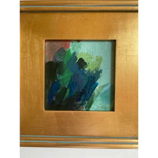 Abstract "Green Burst" 2026 Framed Mini Painting by Jessalin Beutler For Sale - Image 3 of 3